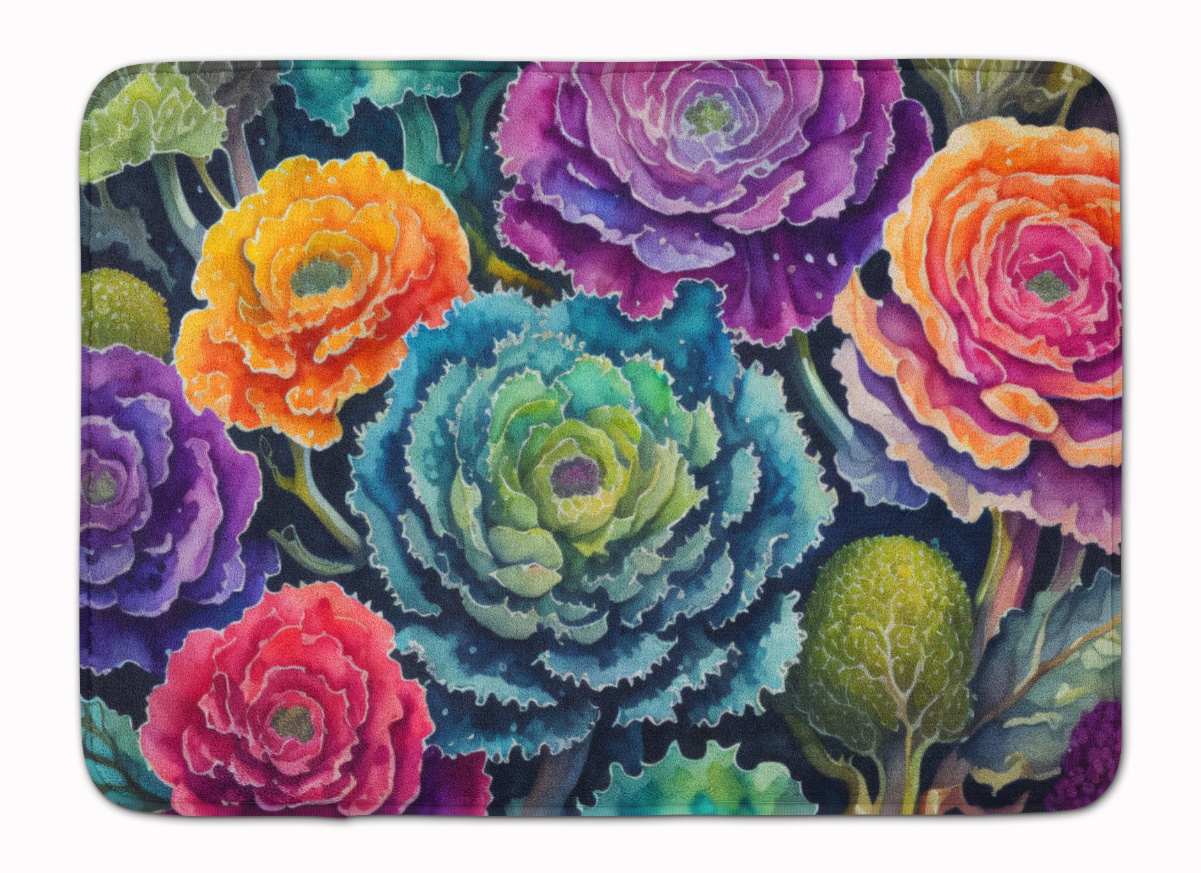 Ornamental Kale in Color Memory Foam Kitchen Mat Machine Washable Anti-Fatigue Mat Cushion Comfort Bath Mat or Kitchen Rug