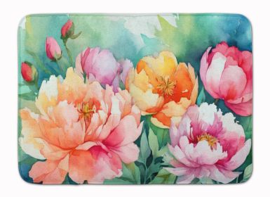 Indiana Peonies in Watercolor Memory Foam Kitchen Mat Machine Washable Anti-Fatigue Mat Cushion Comfort Bath Mat or Kitchen Rug
