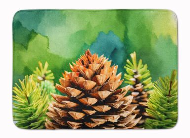 Maine White Pine Cone and Tassels in Watercolor Memory Foam Kitchen Mat Machine Washable Anti-Fatigue Mat Cushion Comfort Bath Mat or Kitchen Rug