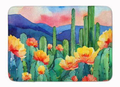 Arizona Saguaro Cactus Blossom in Watercolor Memory Foam Kitchen Mat Machine Washable Anti-Fatigue Mat Cushion Comfort Bath Mat or Kitchen Rug