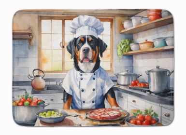 Greater Swiss Mountain Dog The Chef Memory Foam Kitchen Mat Machine Washable Anti-Fatigue Mat Cushion Comfort Bath Mat or Kitchen Rug
