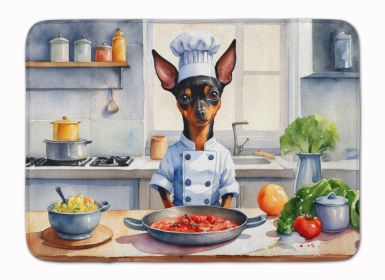 Miniature Pinscher The Chef Memory Foam Kitchen Mat Machine Washable Anti-Fatigue Mat Cushion Comfort Bath Mat or Kitchen Rug