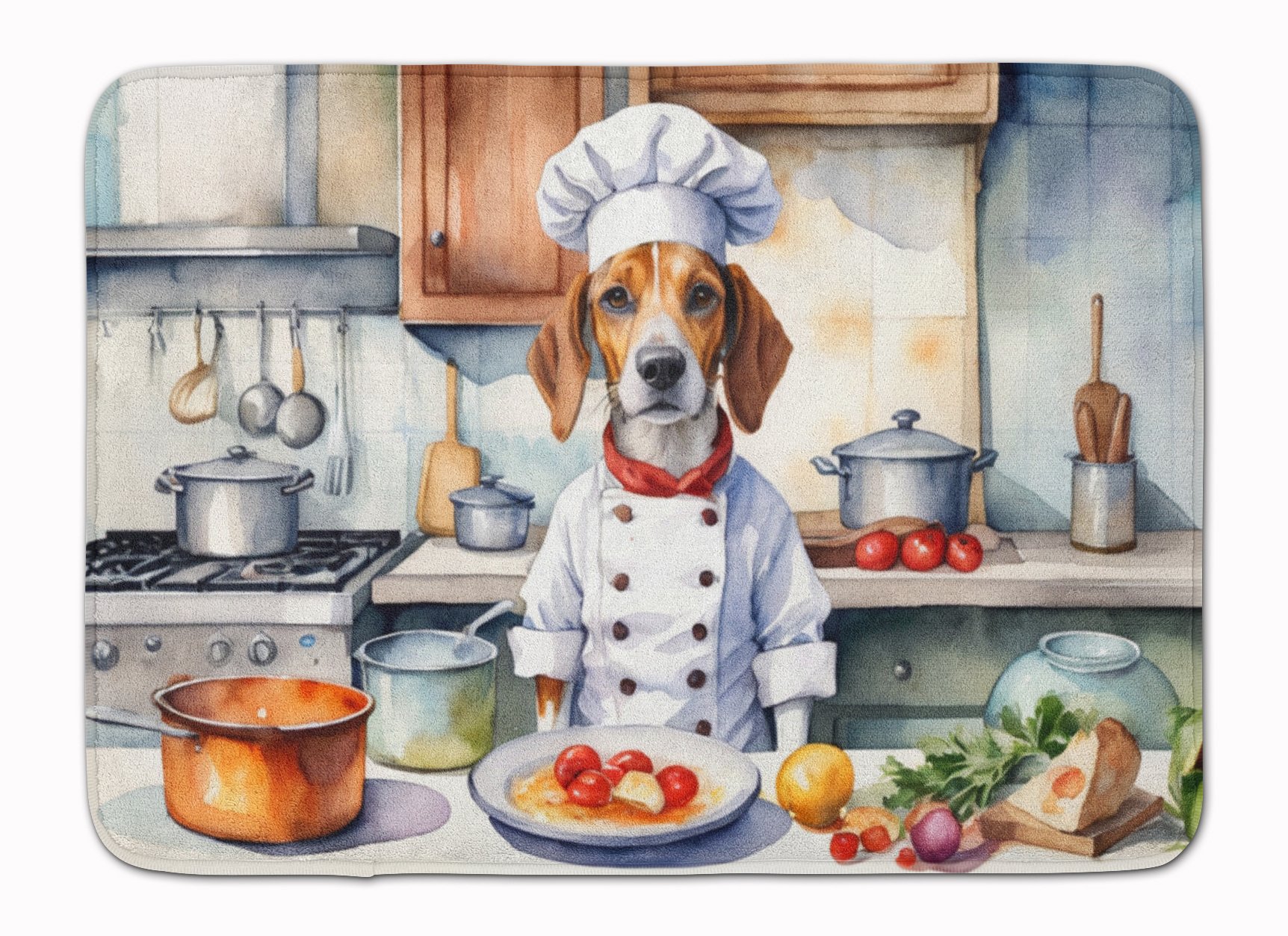 English Foxhound The Chef Memory Foam Kitchen Mat Machine Washable Anti-Fatigue Mat Cushion Comfort Bath Mat or Kitchen Rug