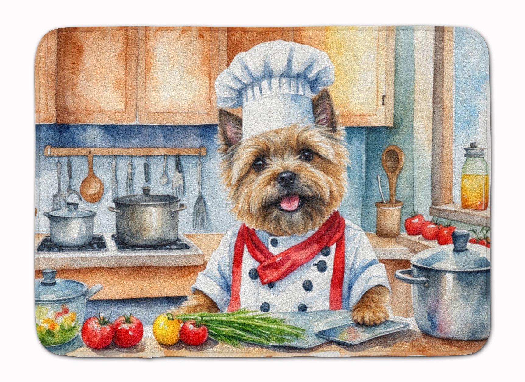 Cairn Terrier The Chef Memory Foam Kitchen Mat Machine Washable Anti-Fatigue Mat Cushion Comfort Bath Mat or Kitchen Rug