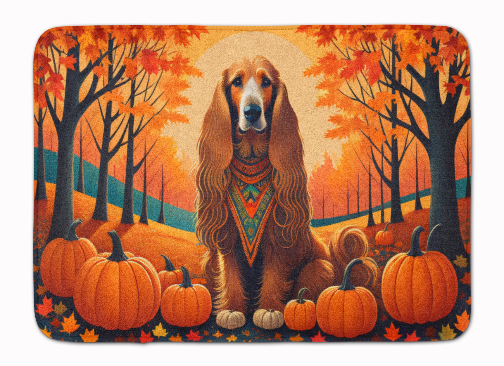 Afghan Hound Fall Memory Foam Kitchen Mat Machine Washable Anti-Fatigue Mat Cushion Comfort Bath Mat or Kitchen Rug