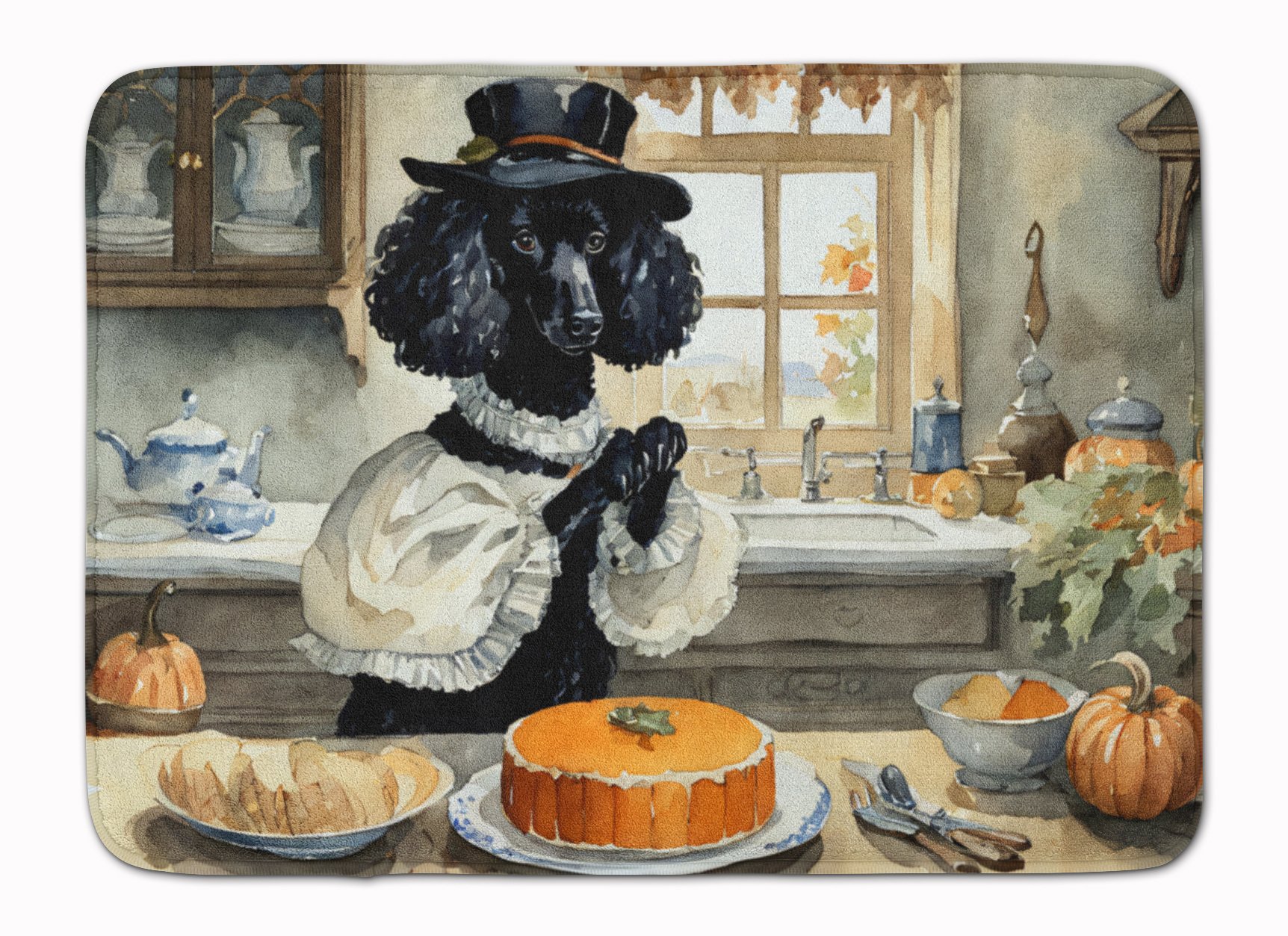 Poodle Fall Kitchen Pumpkins Memory Foam Kitchen Mat Machine Washable Anti-Fatigue Mat Cushion Comfort Bath Mat or Kitchen Rug
