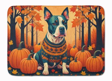 Pit Bull Terrier Fall Memory Foam Kitchen Mat Machine Washable Anti-Fatigue Mat Cushion Comfort Bath Mat or Kitchen Rug