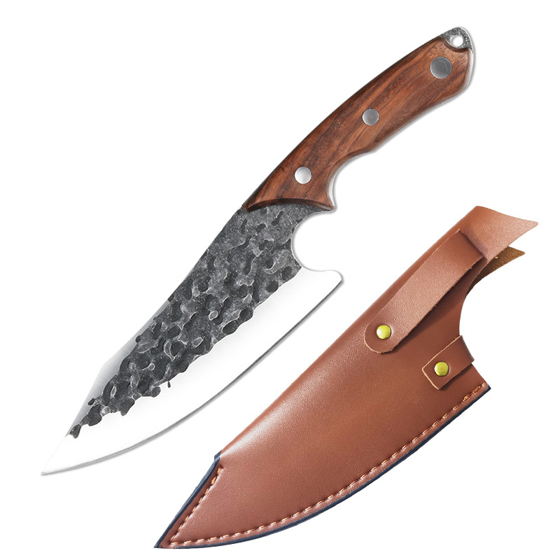 7 Inch Hand Forged Stainless Steel Kitchen Knife (Option: C6 and thickened PU sleeve)