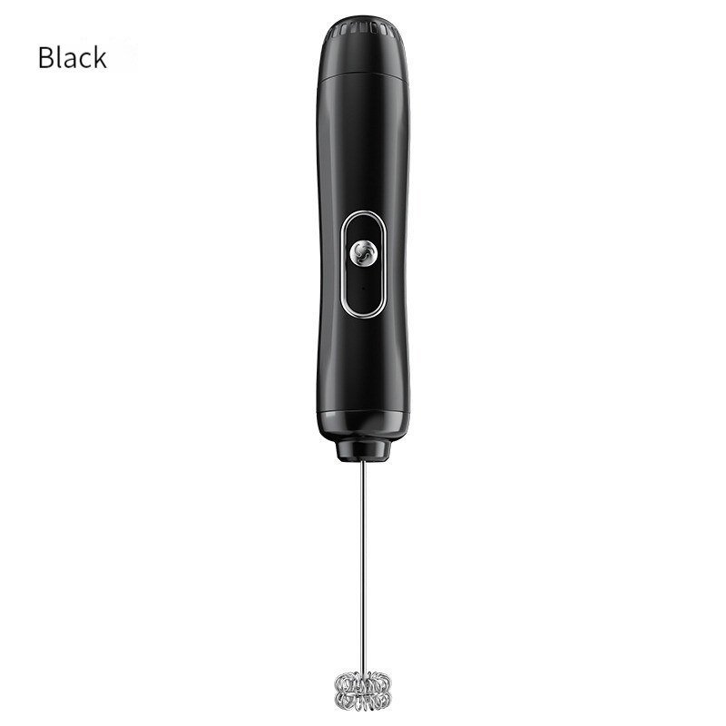 Handheld Electric Milk Frother Egg Beater Maker Kitchen Drink Foamer Mixer Coffee Creamer Whisk Frothy Stirring Tools (Color: Black)