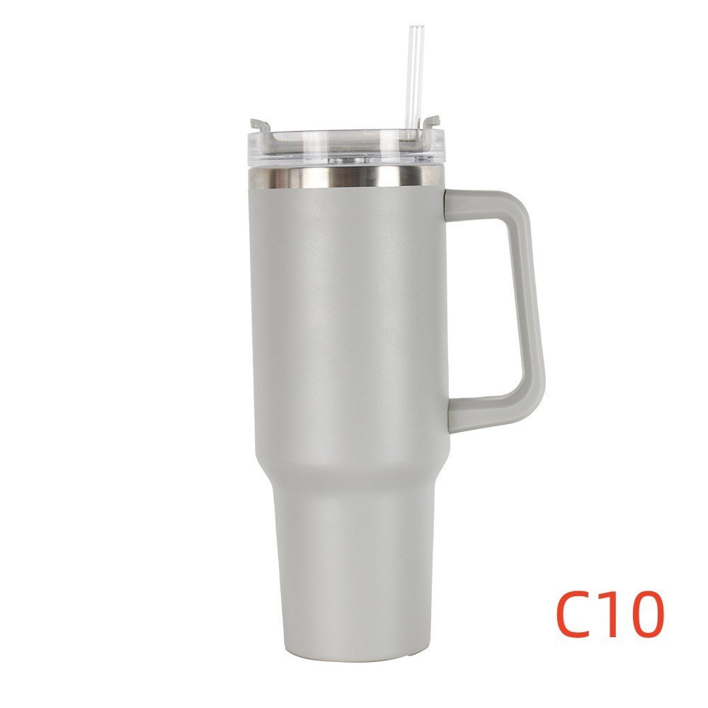 40 oz. With Logo Stainless Steel Thermos Handle Water Glass With Lid And Straw Beer Glass Car Travel Kettle Outdoor Water Bottle (capacity: 1200ml, Color: C10)