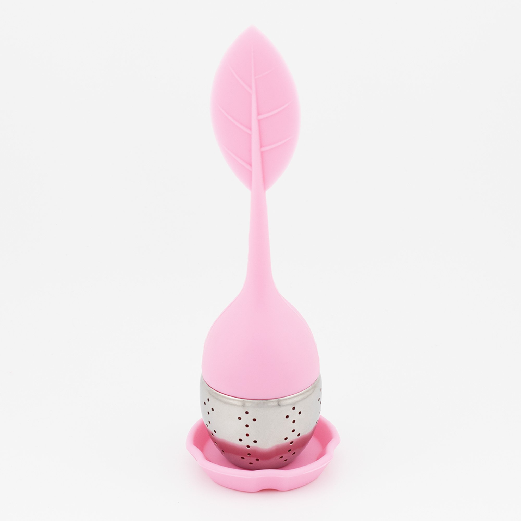 1pc/7pcs Tea Infuser Silicone Handle Stainless Steel Strainer Drip Tray Included - Loose Tea Steeper - Best Tea Infuser For Loose Leaf Or Herbal Tea (Color: 1 Pack Pink)