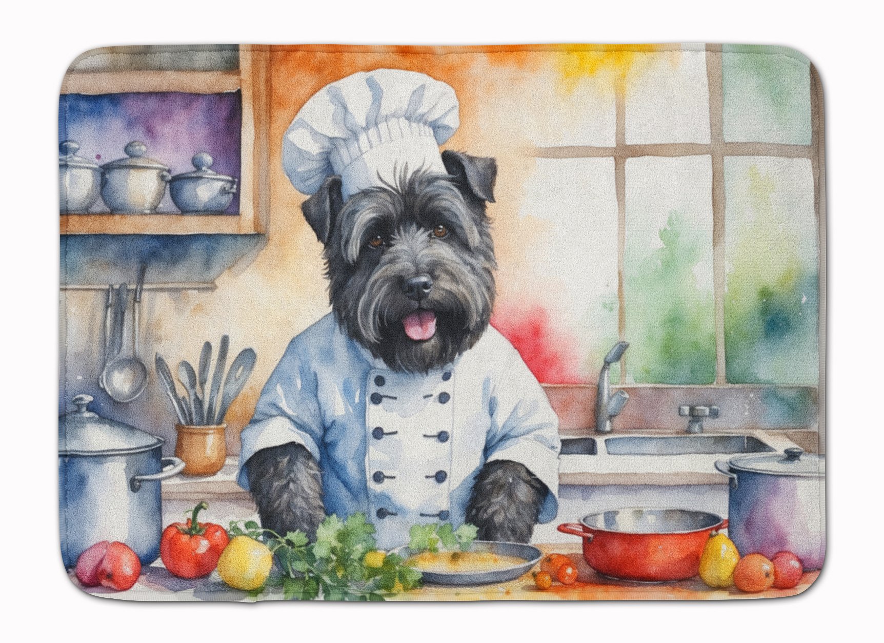 Bouvier des Flandres The Chef Memory Foam Kitchen Mat Machine Washable Anti-Fatigue Mat Cushion Comfort Bath Mat or Kitchen Rug (Default: Default)