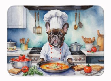French Bulldog The Chef Memory Foam Kitchen Mat Machine Washable Anti-Fatigue Mat Cushion Comfort Bath Mat or Kitchen Rug (Default: Default)