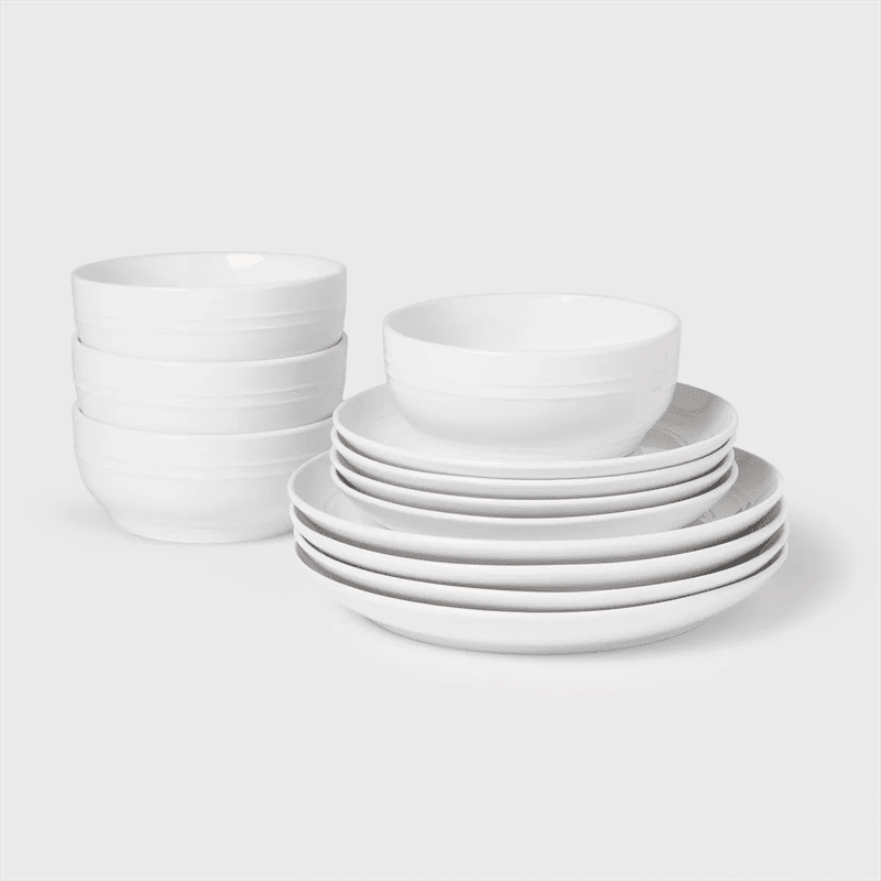 12pc Stoneware Westfield Dinnerware Set (Color: Ivory)